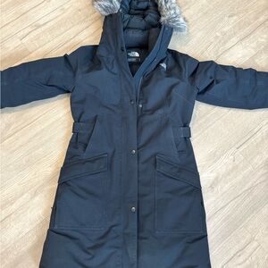 The North Face Black Puffer Coat with Faux Fur Trim